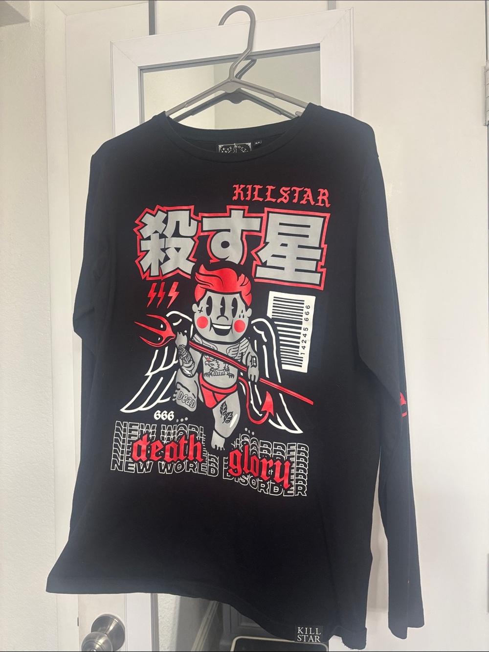 Killstar Black Long Sleeve Tee with Red and White Graphic